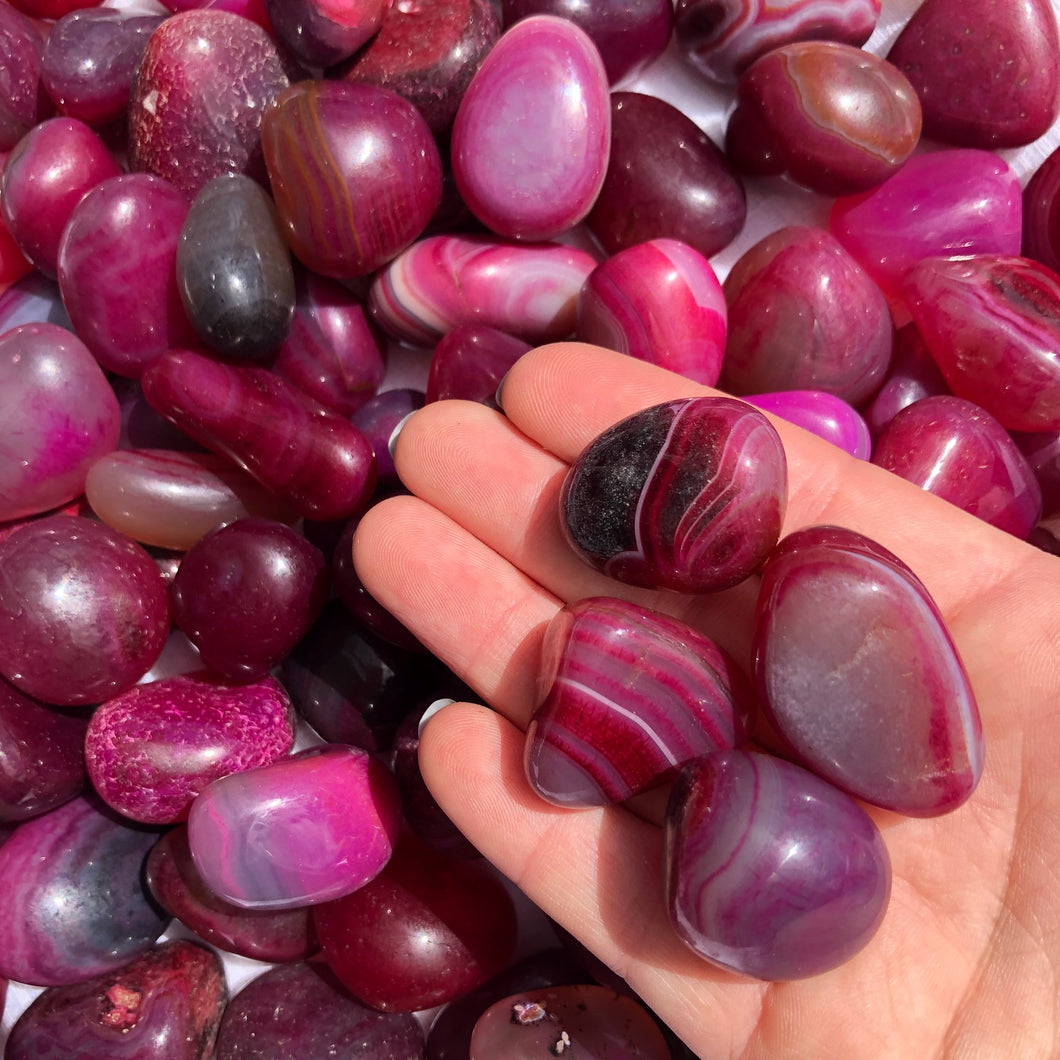 Pink Agate Tumbled Stones